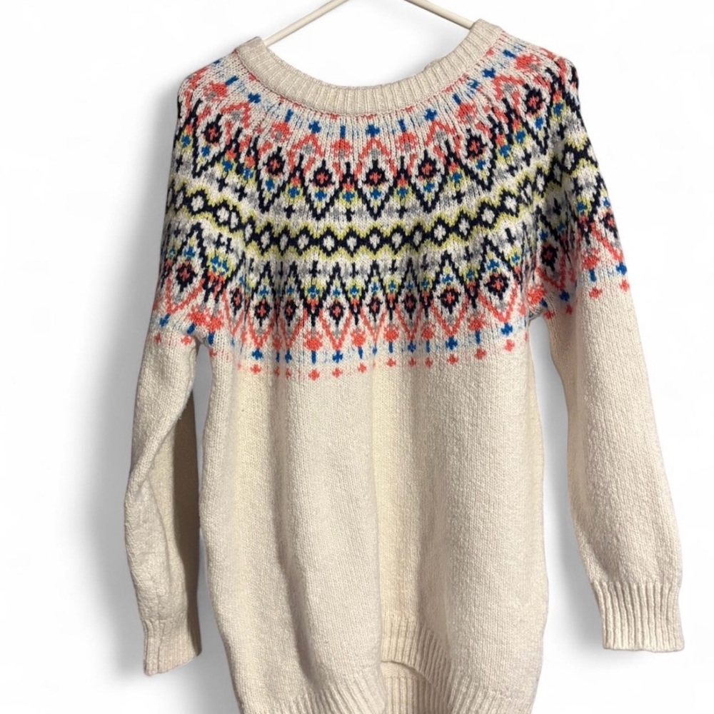 Aerie Multicolor Patterned Cream Sweater